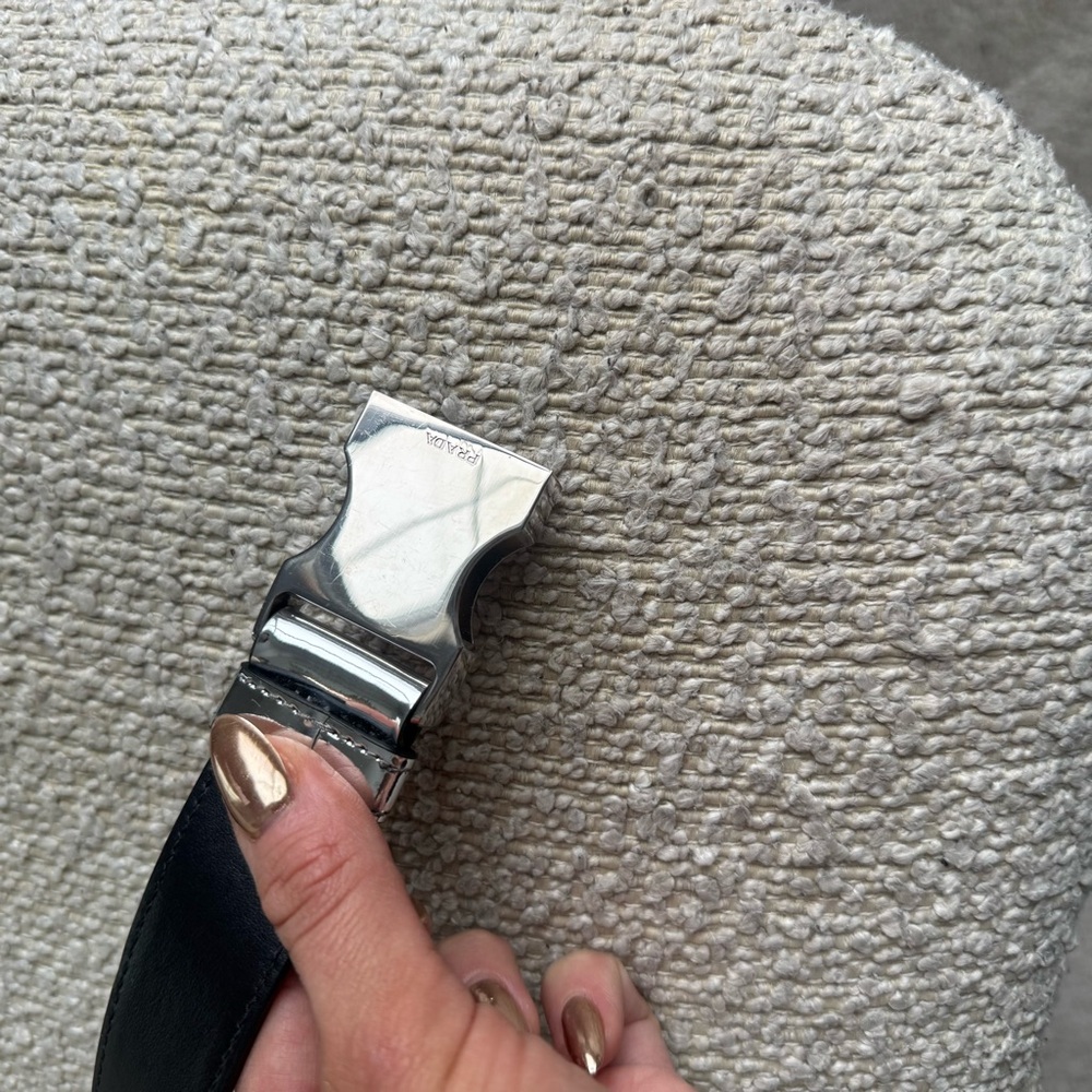 Prada Metallic Spazzolato Leather and Woven Tape Belt - Picture 9 of 10